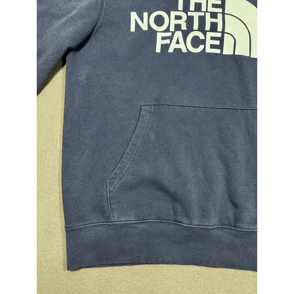 Men’s The North Face Hoodie Size M Blue Large Logo Pullover Sweatshirt